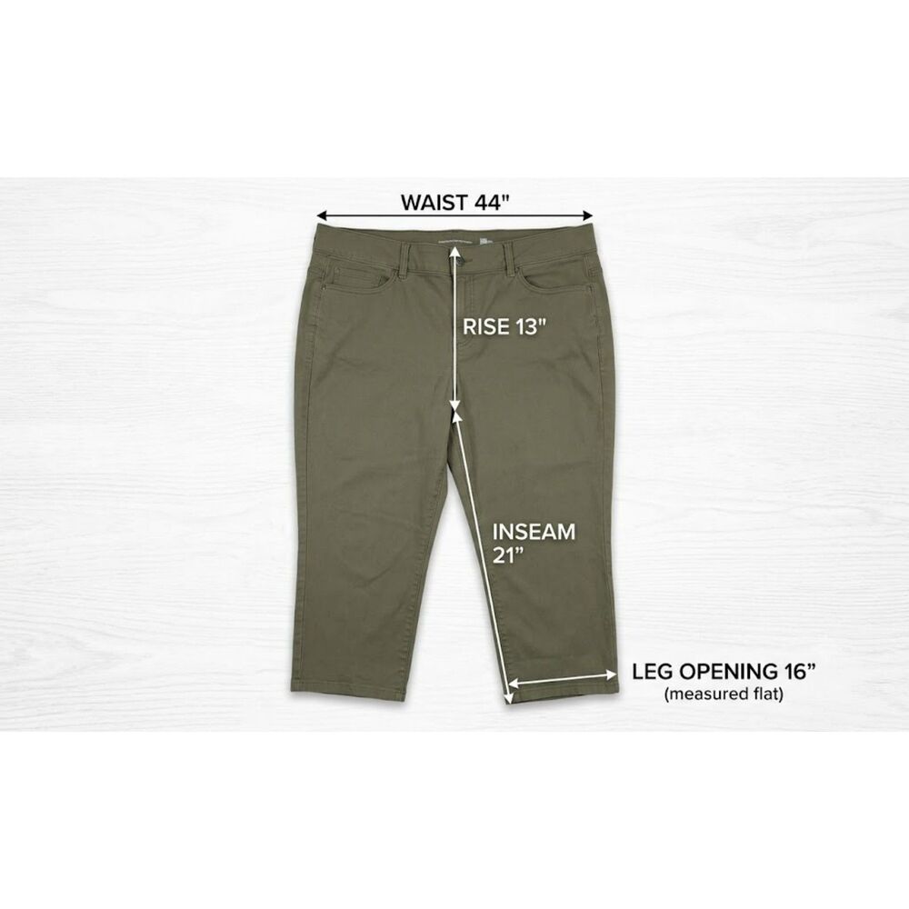 Torrid Bombshell Skinny Crop Pants 24 Plus Size Olive Green Stretch Twill Crop - Picture 2 of 8